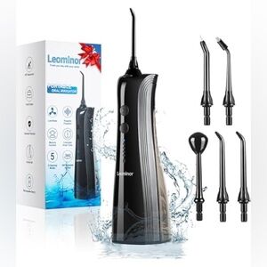 LEOMINOR Water Dental Flosser Pick Oral Irrigator 5 Modes Cordless Chargeable